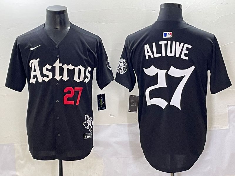 Men 2025 Houston Astros #27 Altuve Black Five generations Joint Name Nike MLB Jersey style 9